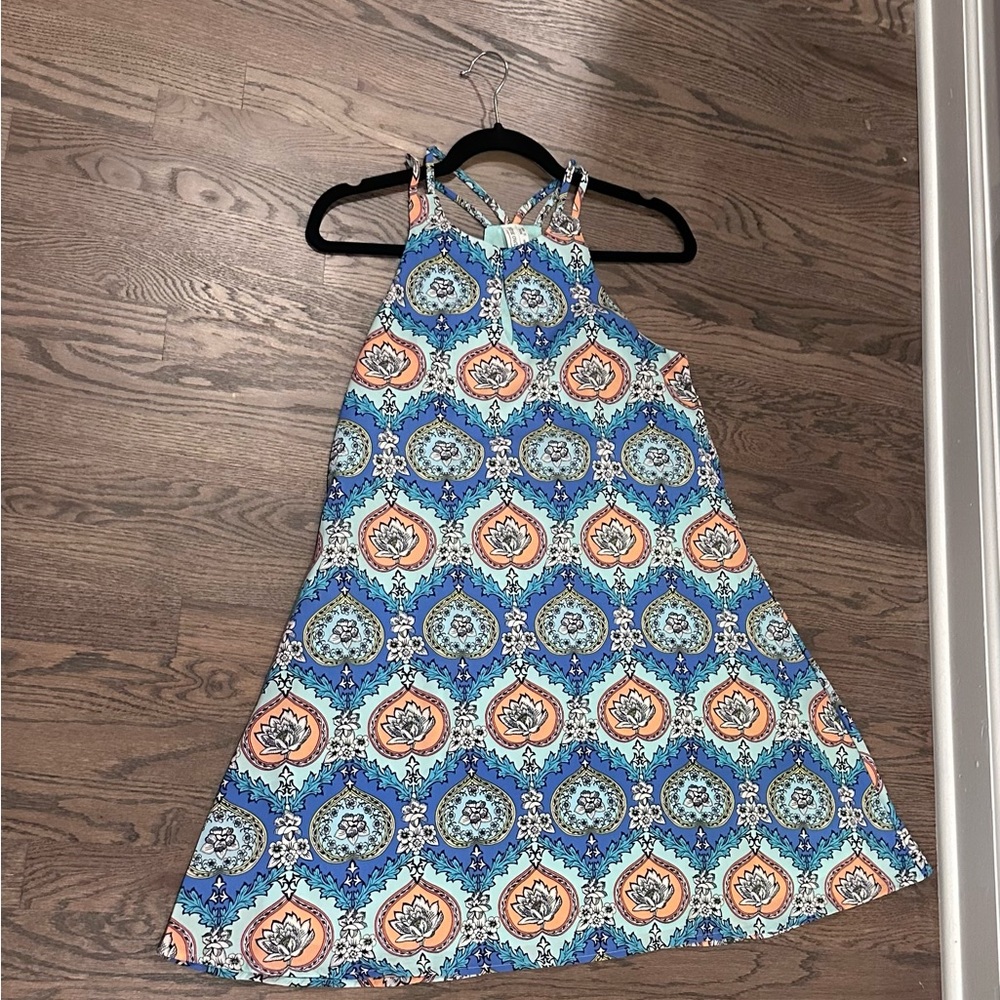 Pink Owl Sundress Mini halter tank dress turquoise dress Small